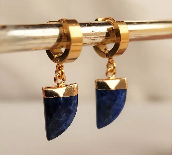 Amethyst or Lapis Lazuli Gemstone Hoops