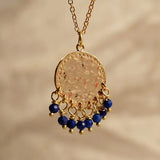 Tourmaline or Lapis Lazuli Gemstone Beaded Coin Necklace