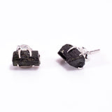 Raw Black Tourmaline Sterling Silver Earrings